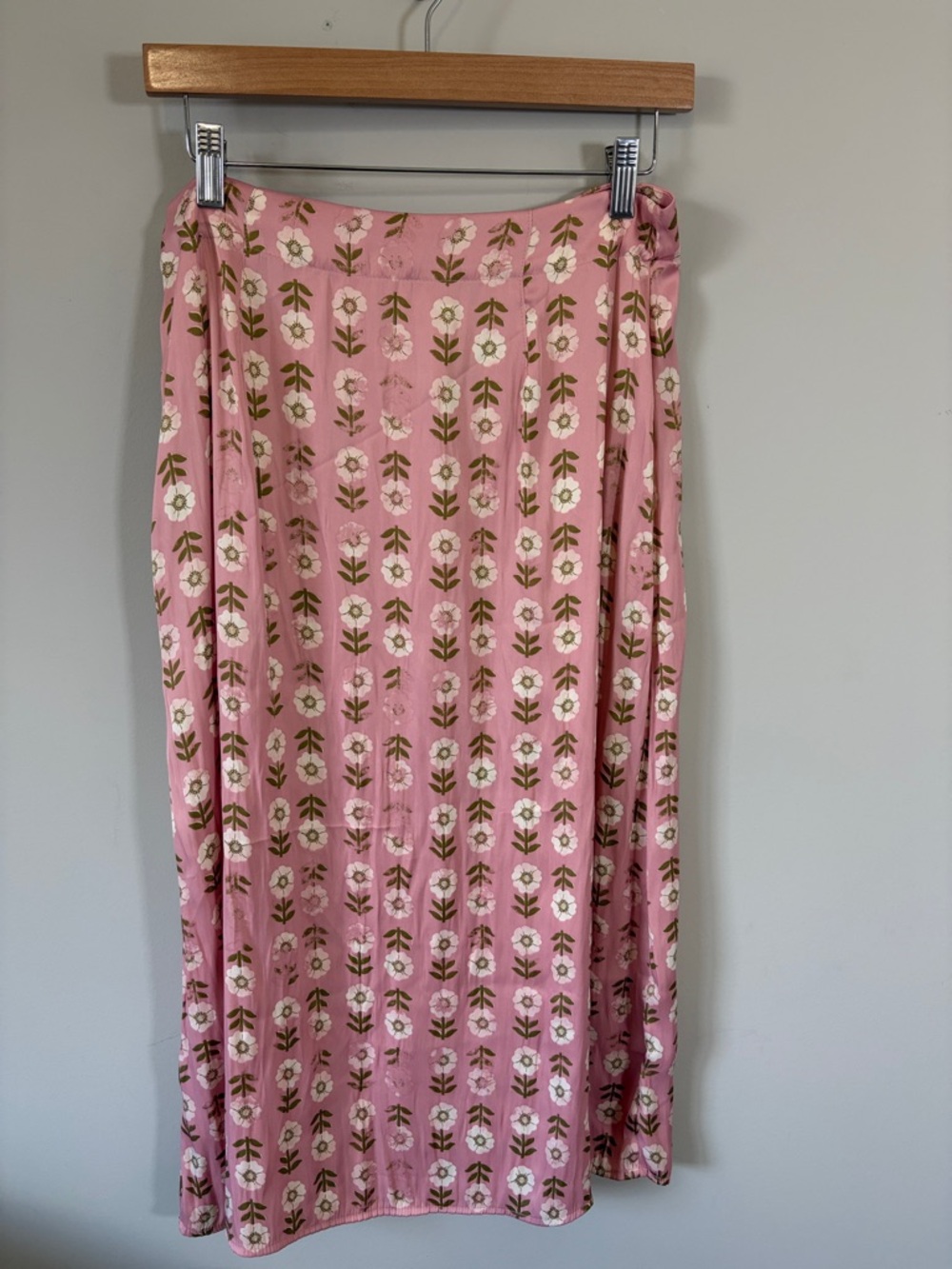 Free People Analise Printed Midi Skirt Pink Blush A Line High Rise Sz 12 NEW - Picture 7 of 16